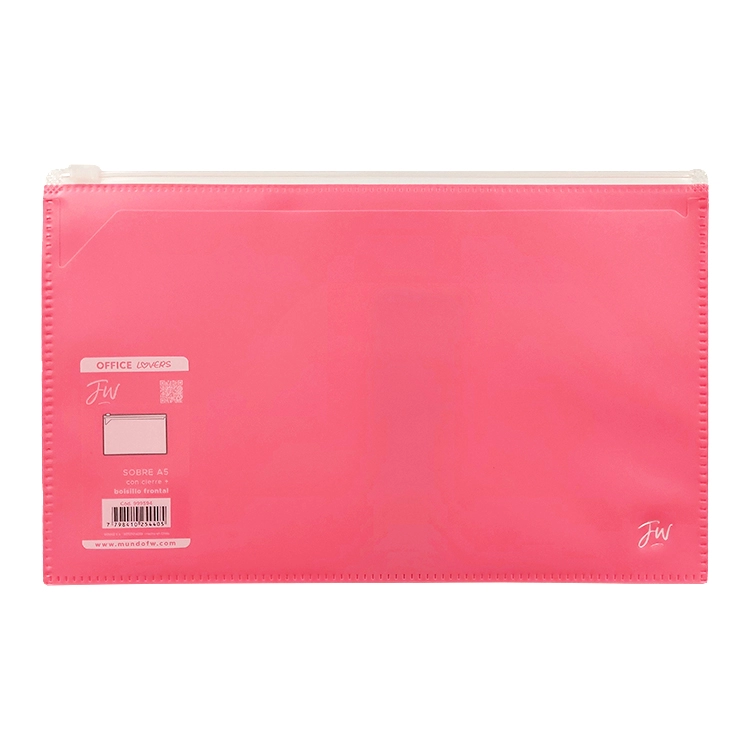 Carpeta FW A5 Sobre con Cierre y 2 Bolsillos Rosa Pastel Art.999594